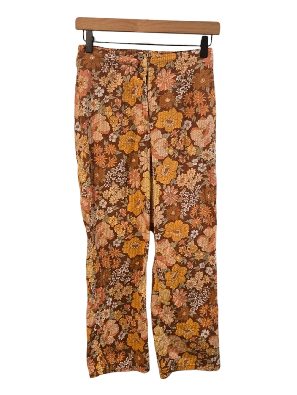Billabong X Salty Blonde Break Point Floral Print Wide Leg Pants Bronze Size 26